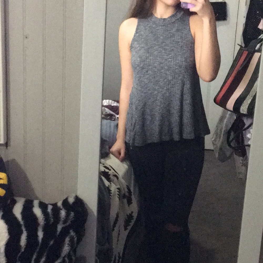Grey high neck top